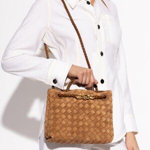 BOTTEGA VENETA AMBER TAN BROWN SMALL SUEDE ANDIAMO BAG NWT